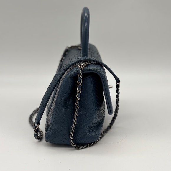 Chanel Blue Mini Python Coco Handle Bag - Picture 4 of 16